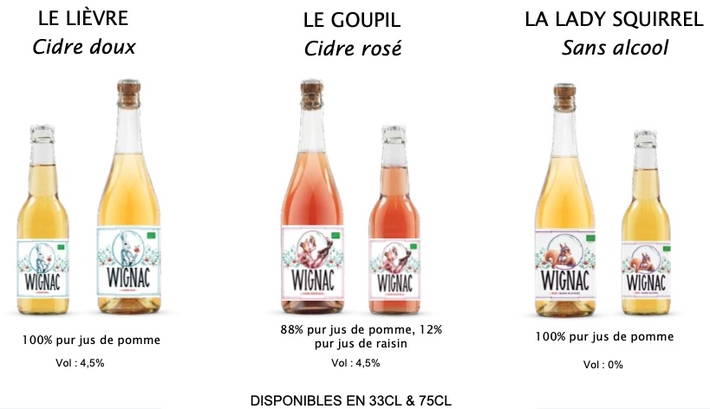Les gammes de cidre Wignac Bio,Cidre Bio français Wignac